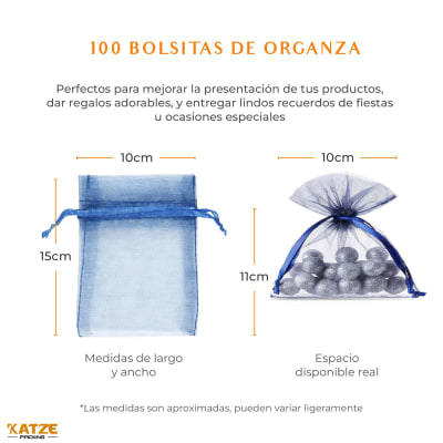 Pack 100Un. Organza 10x15 Azul