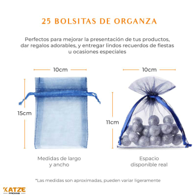 Pack 25Un. Organza 10x15 Azul