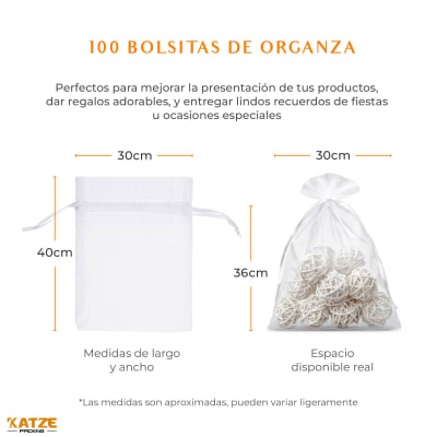 Pack 100Un. Organza 30x40 Blanco