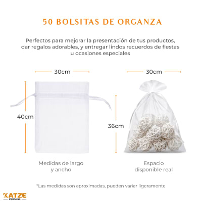 Pack 50Un. Organza 30x40 Blanco