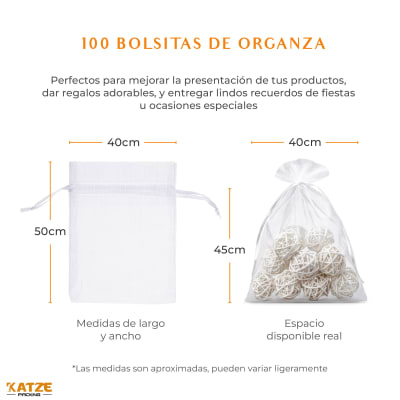 Pack 100un. Organza 40x50 Blanco