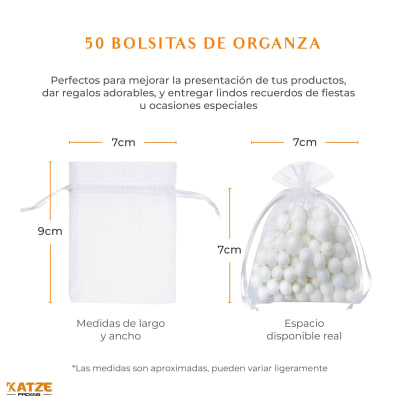 Pack 50Un. Organza 7x9 Blanco