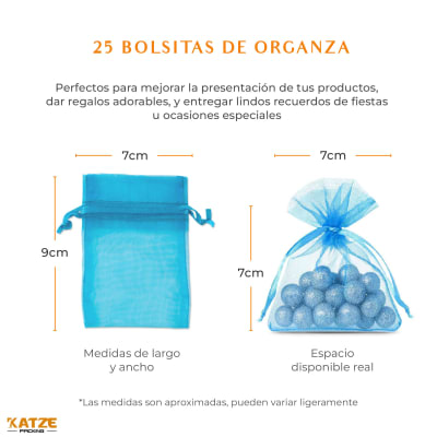 Pack 25Un. Organza 7x9 Celeste