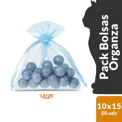 Pack 50Un. Organza 10x15 Celeste2