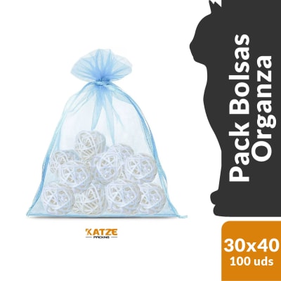 Pack 100Un. Organza 30x40 Celeste