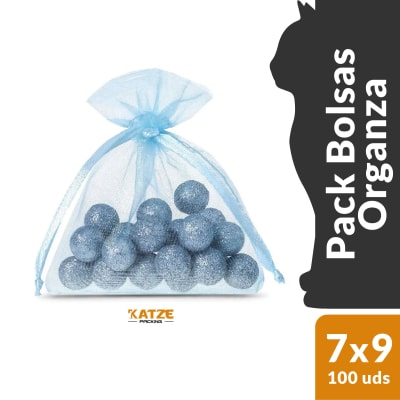 Pack 100Un. Organza 7x9 Celeste2