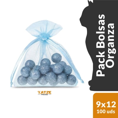Pack 100Un. Organza 9x12 Celeste2
