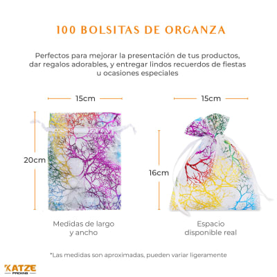 Pack 100Un. Organza 15x20 Coral