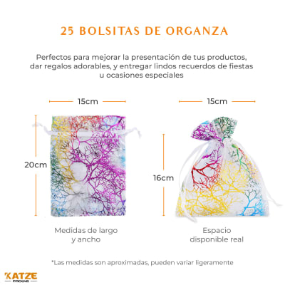 Pack 25Un. Organza 15x20 Coral