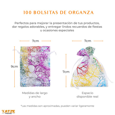 Pack 100Un. Organza 7x9 Coral