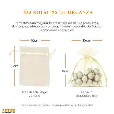 Pack 100Un. Organza 10x15 Crema