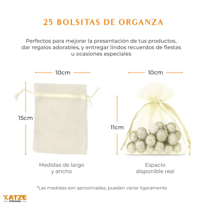 Pack 25Un. Organza 10x15 Crema