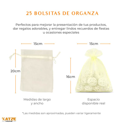 Pack 25Un. Organza 15x20 Crema