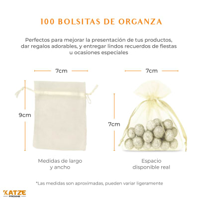 Pack 100Un. Organza 7x9 Crema