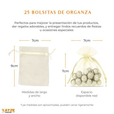 Pack 25Un. Organza 7x9 Crema