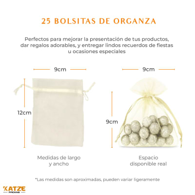 Pack 25Un. Organza 9x12 Crema