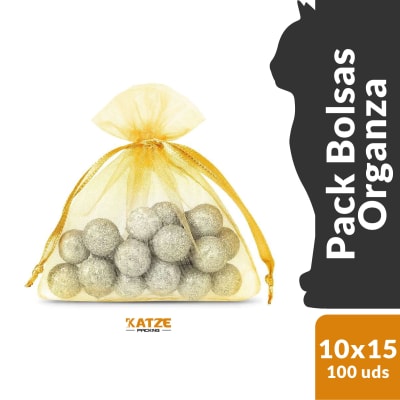 Pack 100Un. Organza 10x15 Dorado
