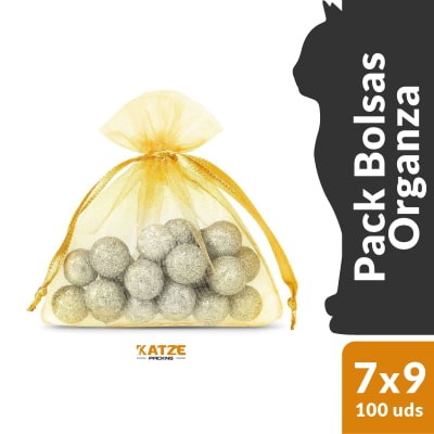 Pack 100Un. Organza 7x9 Dorado