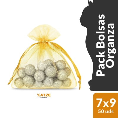 Pack 50Un. Organza 7x9 Dorado
