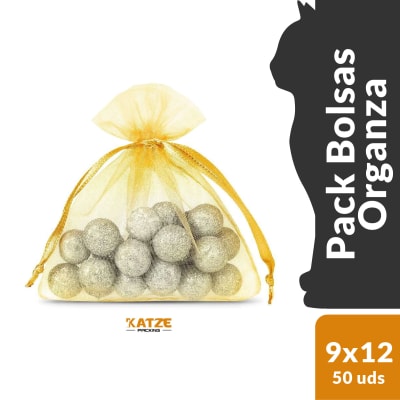 Pack 50Un. Organza 10x15 Dorado