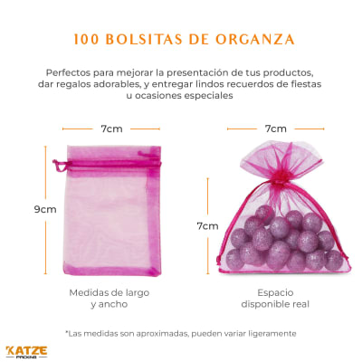 Pack 100Un. Organza 7x9 Fucsia
