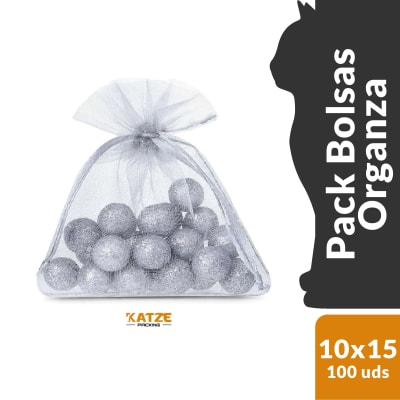 Pack 100Un. Organza 10x15 Gris