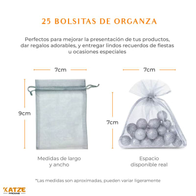 Pack 25Un. Organza 7x9 Gris