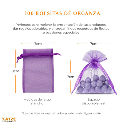 Pack 100Un. Organza 7x9 Morado