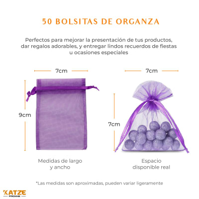 Pack 50Un. Organza 7x9 Morado