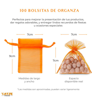 Pack 100Un. Organza 7x9 Naranjo