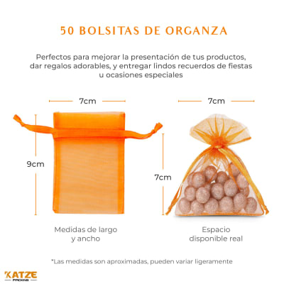 Pack 50Un. Organza 7x9 Naranjo