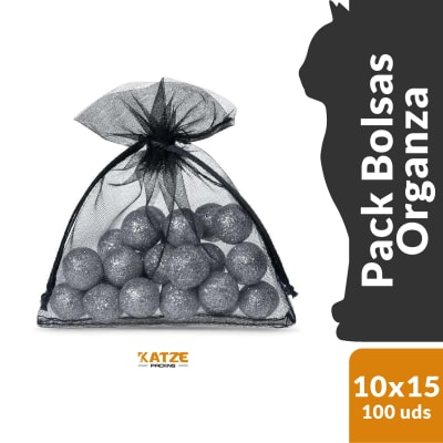 Pack 100Un. Organza 10x15 Negro