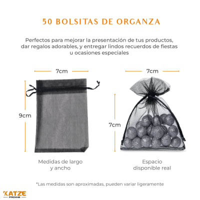 Pack 50Un. Organza 7x9 Negro