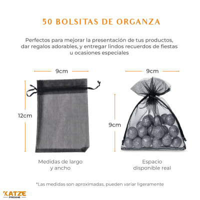 Pack 50Un. Organza 9x12 Negro