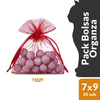 Pack 50Un. Organza 7x9 Rojo Italiano Oscuro