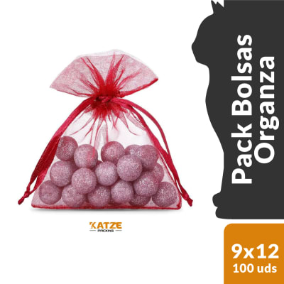 Pack 100Un. Organza 9x12 Rojo Italiano2
