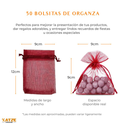 Pack 50Un. Organza 9x12 Rojo Italiano