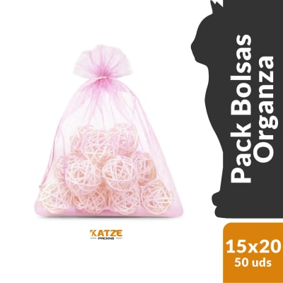 Pack 50Un. Organza 15x20 Rosado2