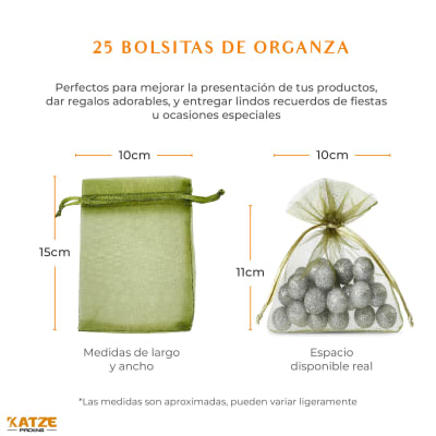 Pack 25Un. Organza 10x15 Oliva