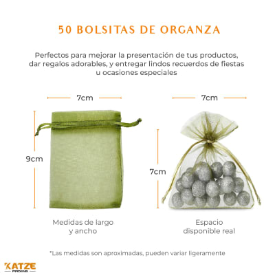 Pack 50Un. Organza 7x9 Oliva