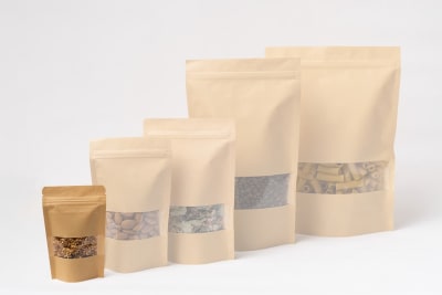 50 Bolsas Papel Kraft Doypack 9x14x13 Cms Cierre Hermético1