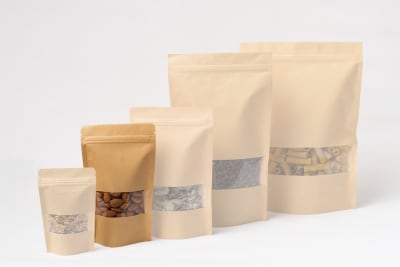 100 Bolsas Papel Kraft Doypack 12x20x4 Cms Cierre Hermético