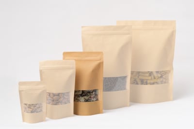 50 Bolsas Papel Kraft Doypack 16x22x4 Cms Cierre Hermético