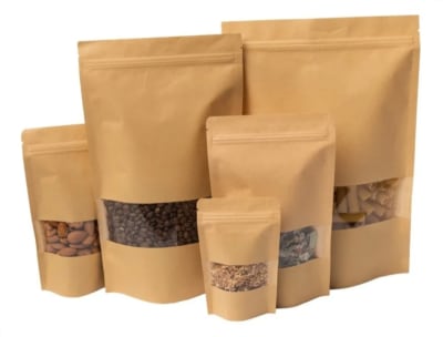 100 Bolsas Papel Kraft Doypack 9x14x3 Cms Cierre Hermético