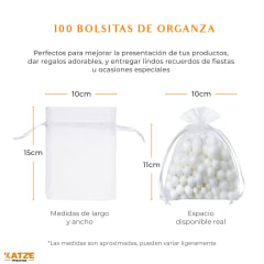 Pack 100Un. Organza 10x15 Blanco