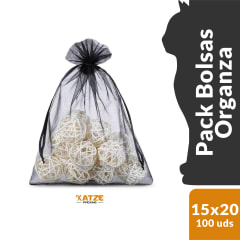 Pack 100Un. Organza 15x20 Negro