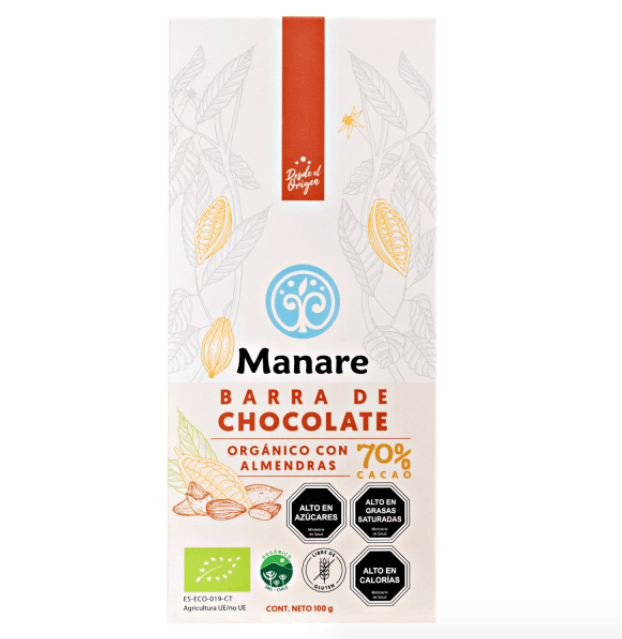 CHOCOLATE ORGANICO 70%CACAO CON ALMENDRAS 100GR1