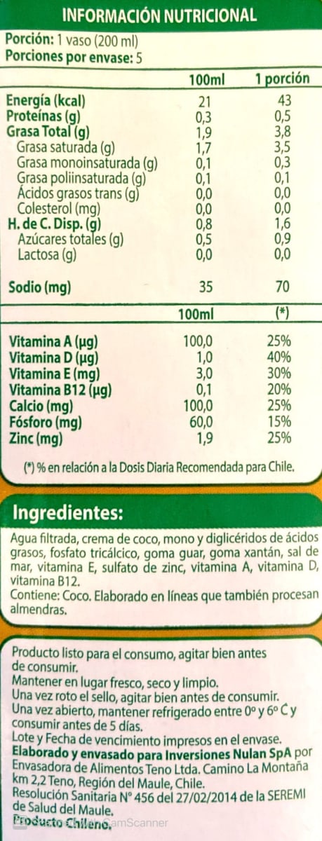 BEBIDA VEGETAL COCO SIN AZUCAR 1LT2