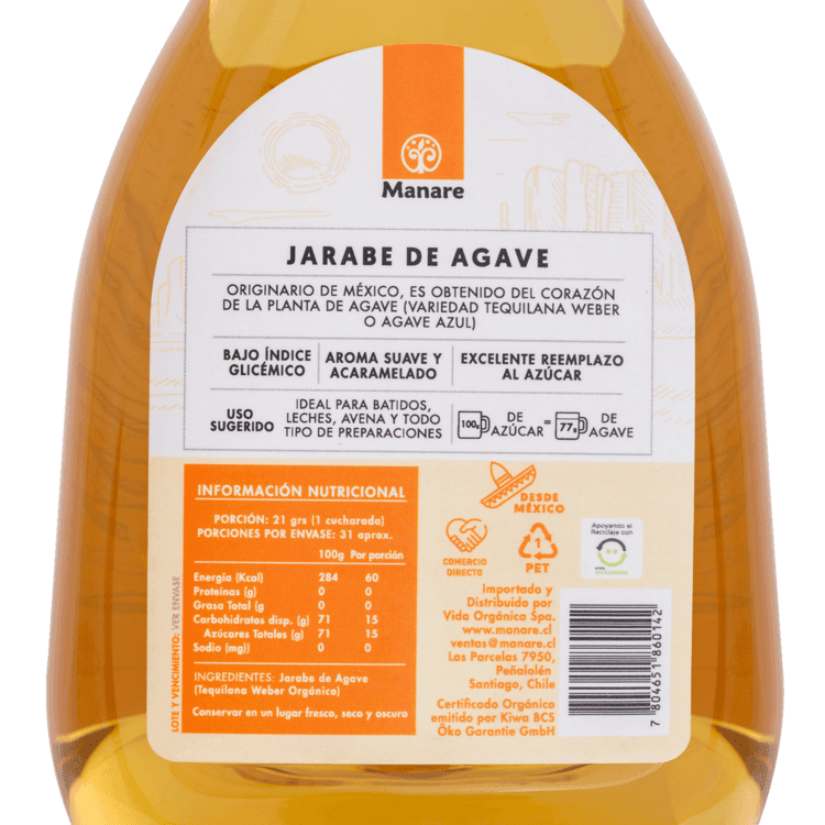 JARABE DE AGAVE 660GR MANARE 2