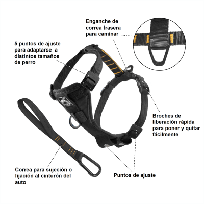 Arnés Tru-Fit para caminar/trotar negro 2 en 1